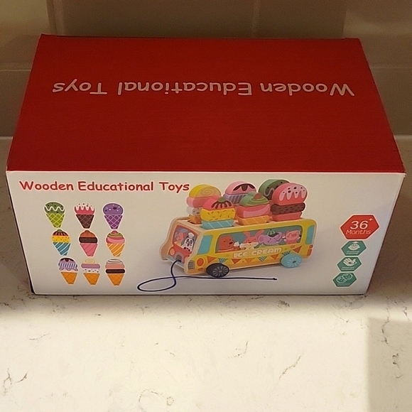 Montessori wooden ice cream truck pull along toy new - Picture 2 of 6